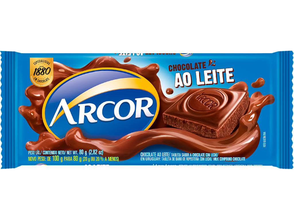 Chocolate Arcor con leche 80 g