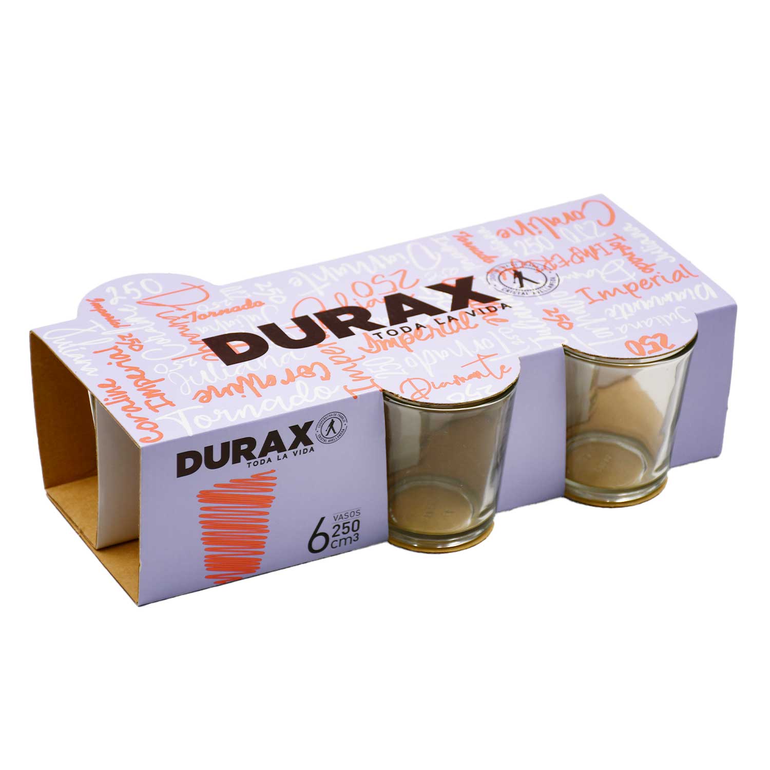 Vasos Durax Juliana Vidrio 6un 250cc
