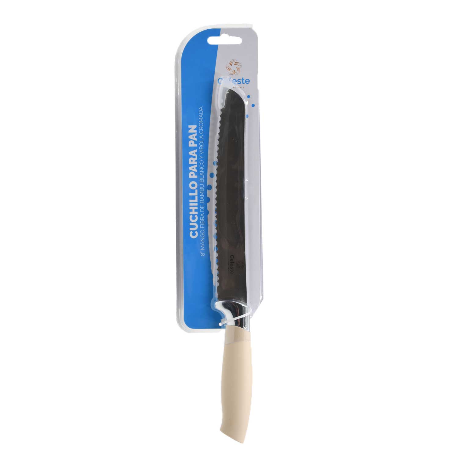 Cuchillo Ms24-Bmf03 Para Pan 8" Mango Fibra De Bambú Blanco