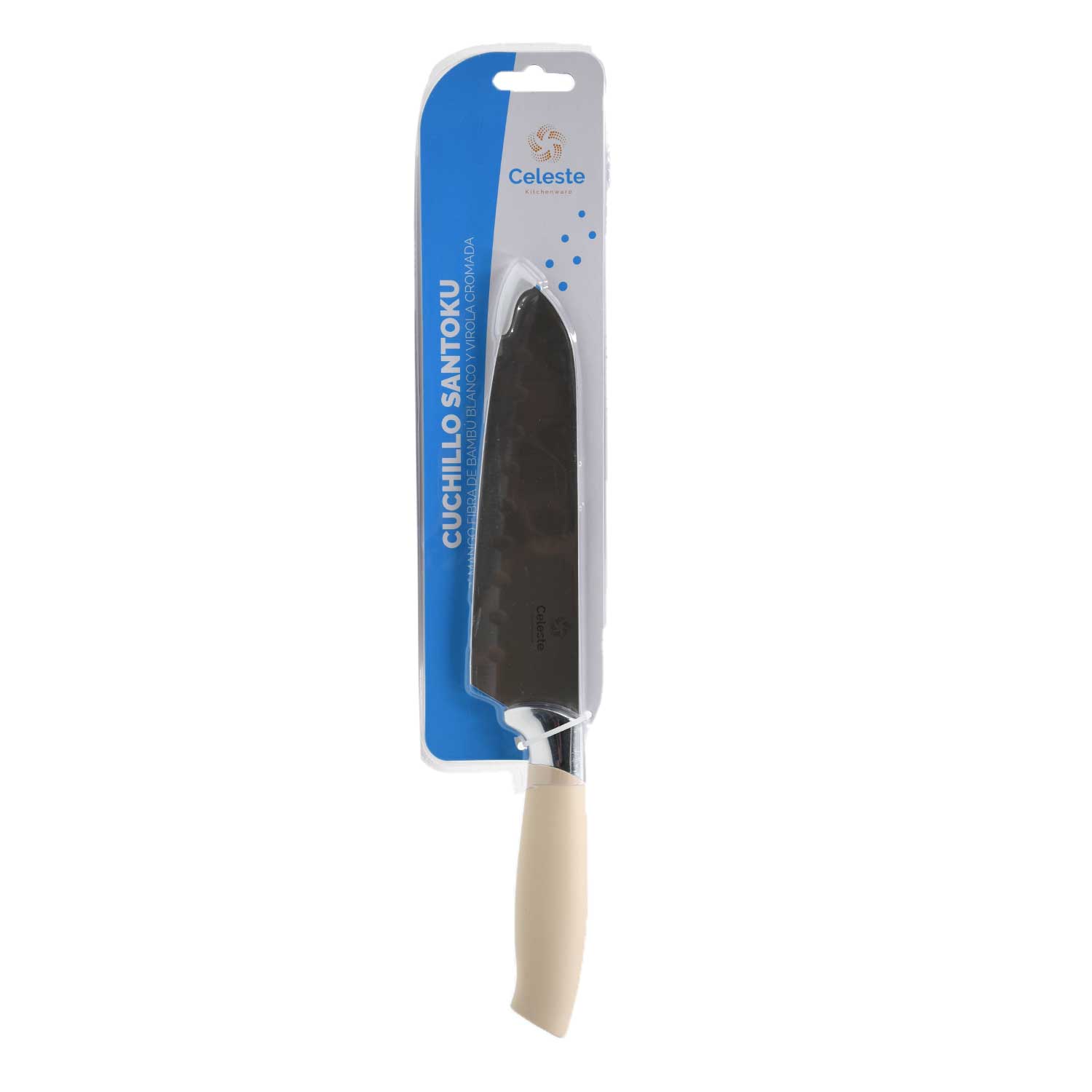 Cuchillo Ms24-Bmf04 Santoku 7" Mango Fibra De Bambú Blanco Y