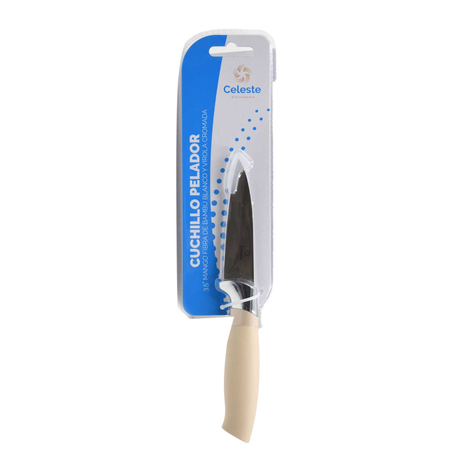 Cuchillo Ms24-Bmf06 Pelador 3,5" Mango Fibra De Bambú Blanco