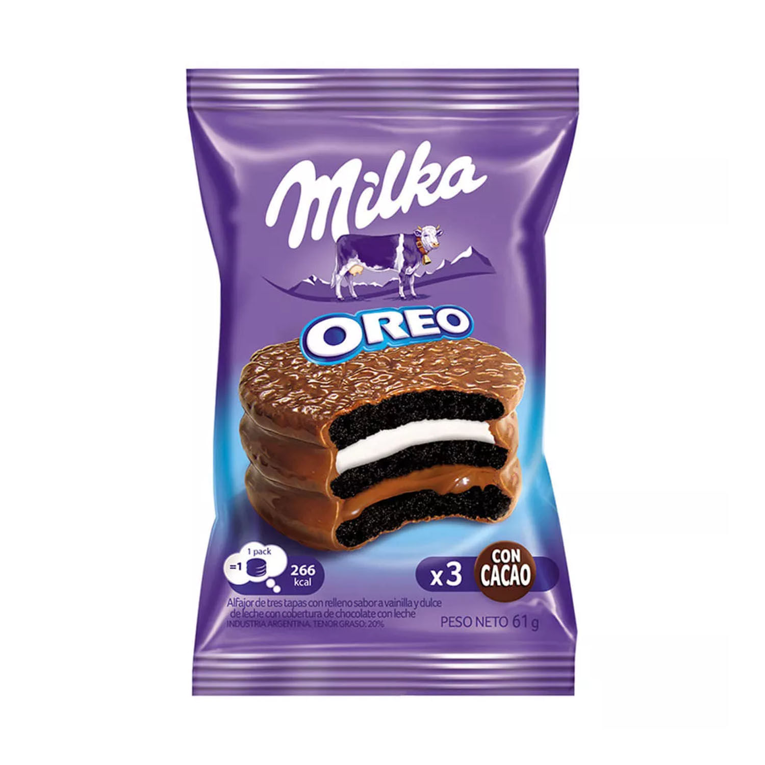 Alfajor Milka Oreo dulce de leche